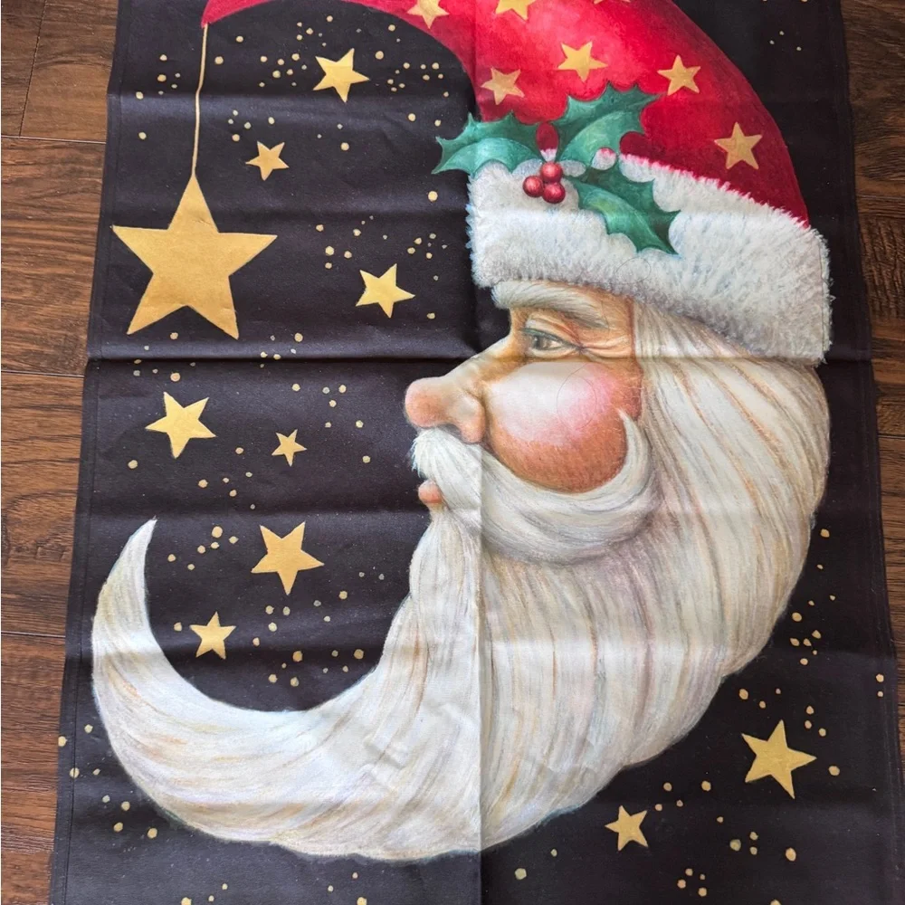 Lot of 2 Flags! Holiday Santa Moon Flag & Nativity.